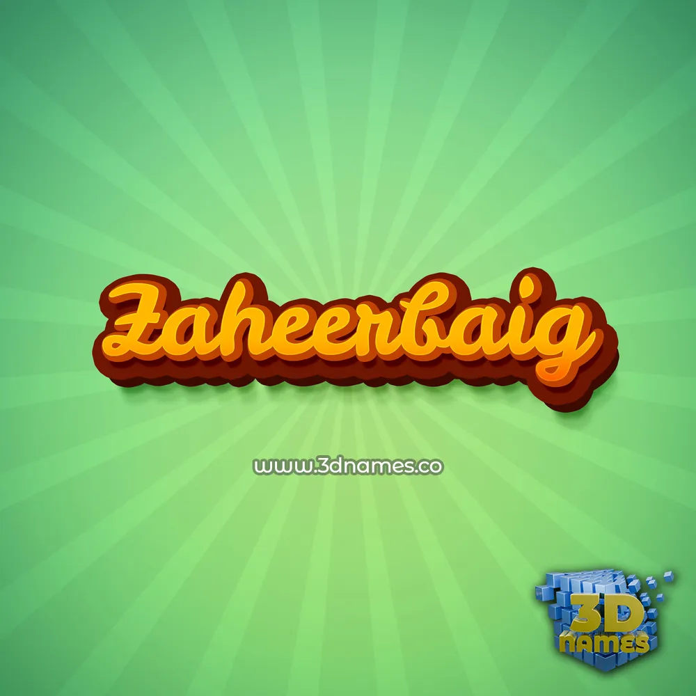 zaheerbaig in Green Rays style - 3D name wallpaper