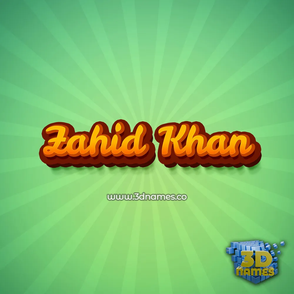 zahid khan in Green Rays style - 3D name wallpaper