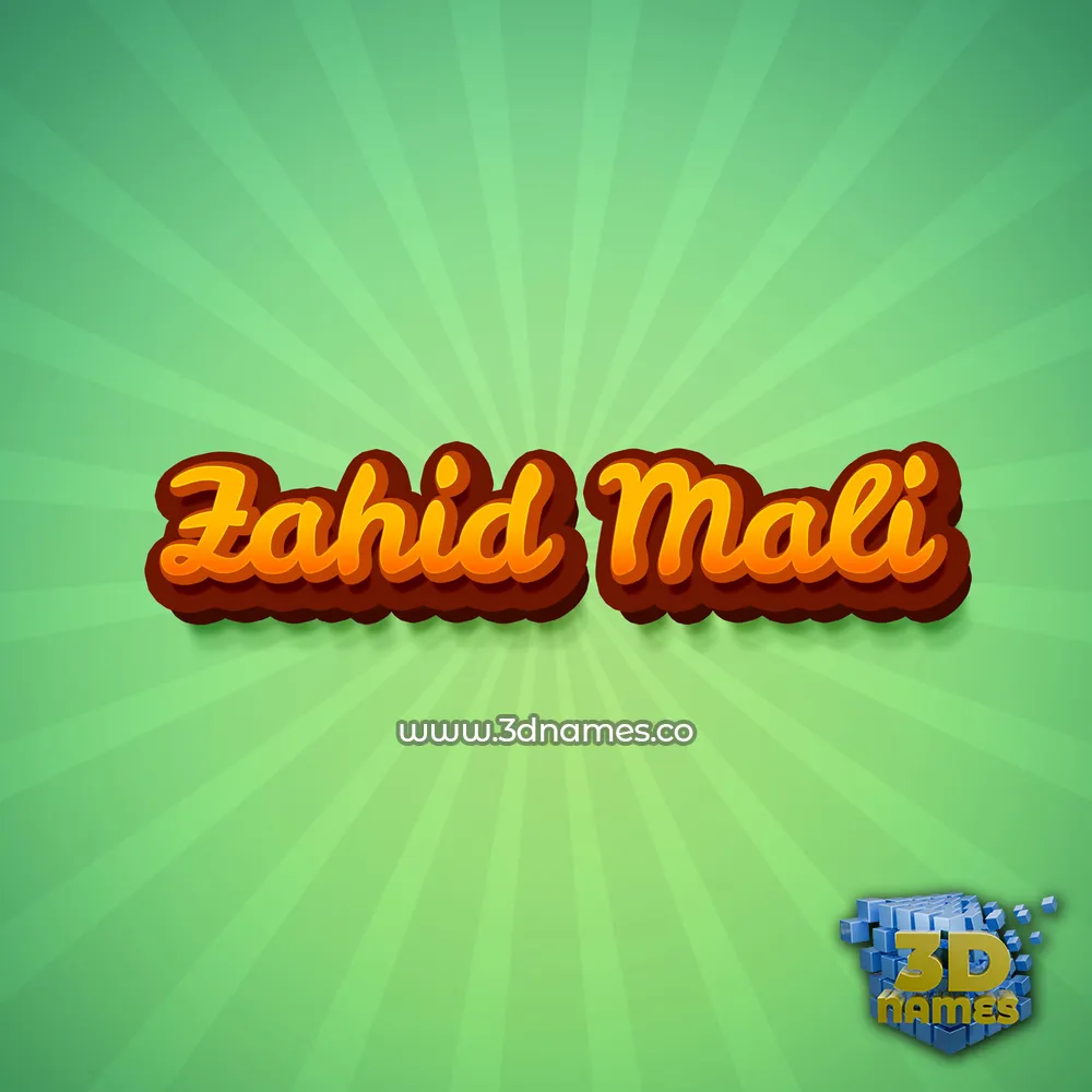 zahid mali in Green Rays style - 3D name wallpaper