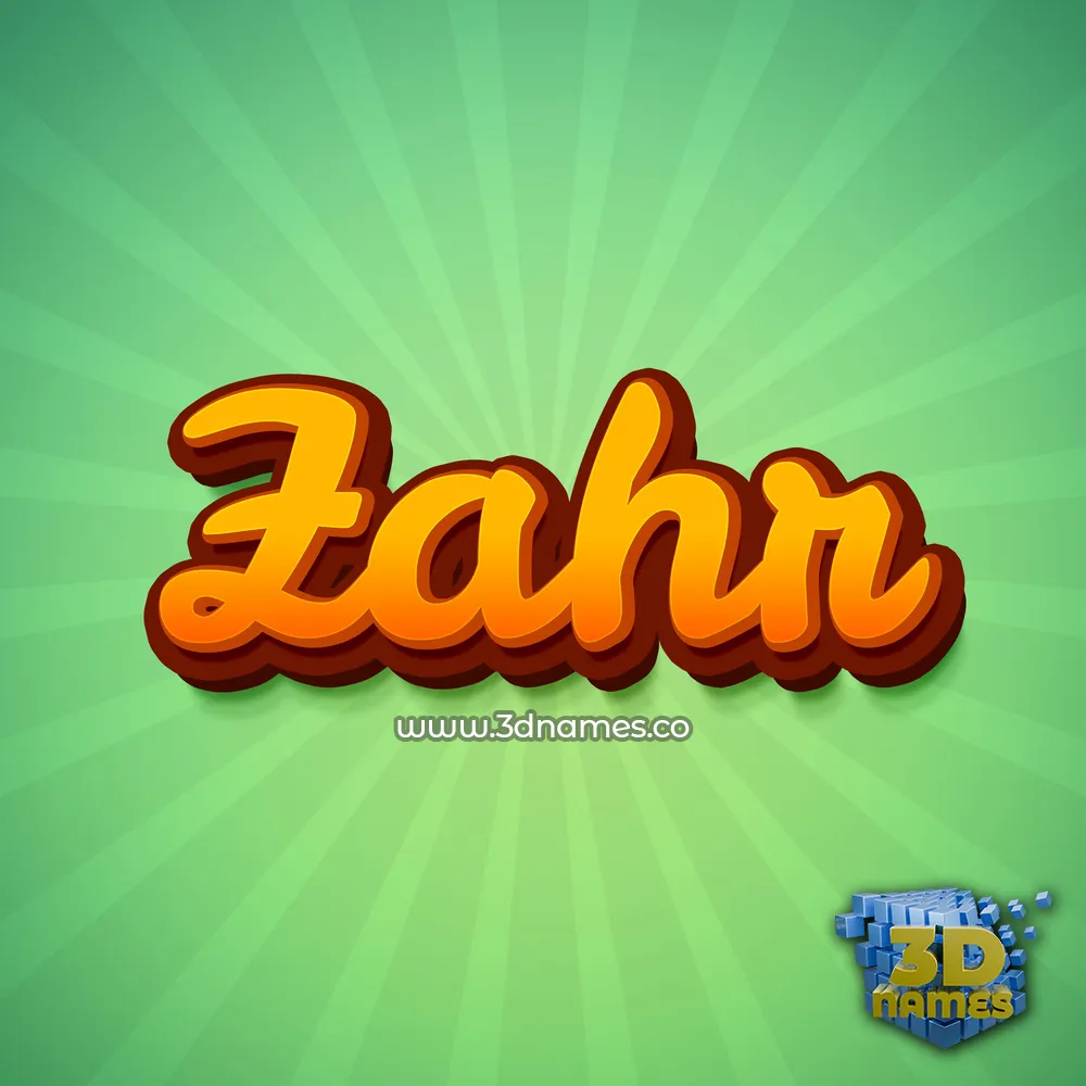 zahr in Green Rays style - 3D name wallpaper