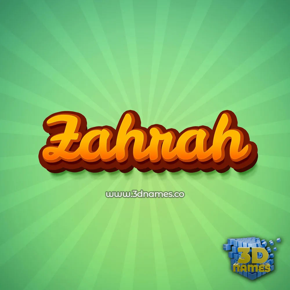 zahrah in Green Rays style - 3D name wallpaper