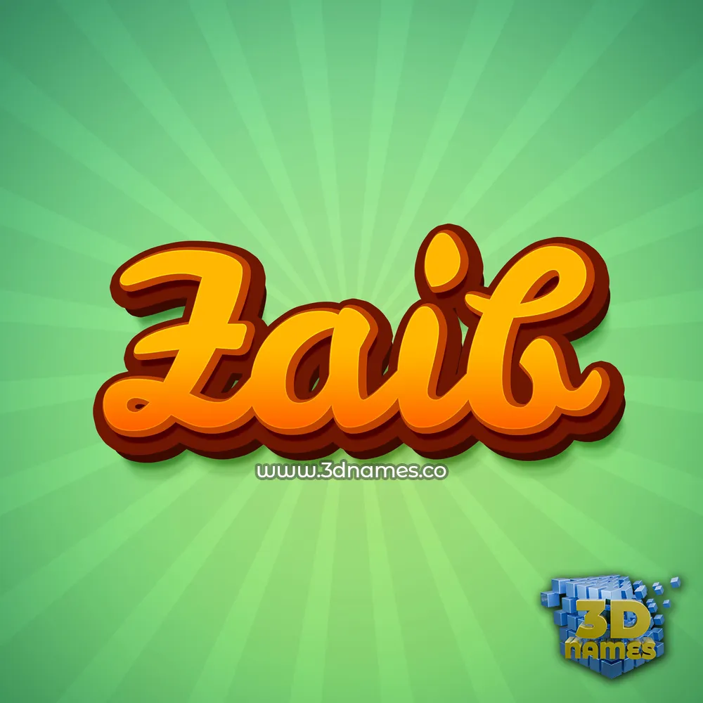 zaib in Green Rays style - 3D name wallpaper