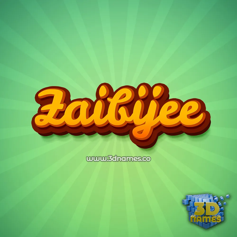 zaibijee in Green Rays style - 3D name wallpaper