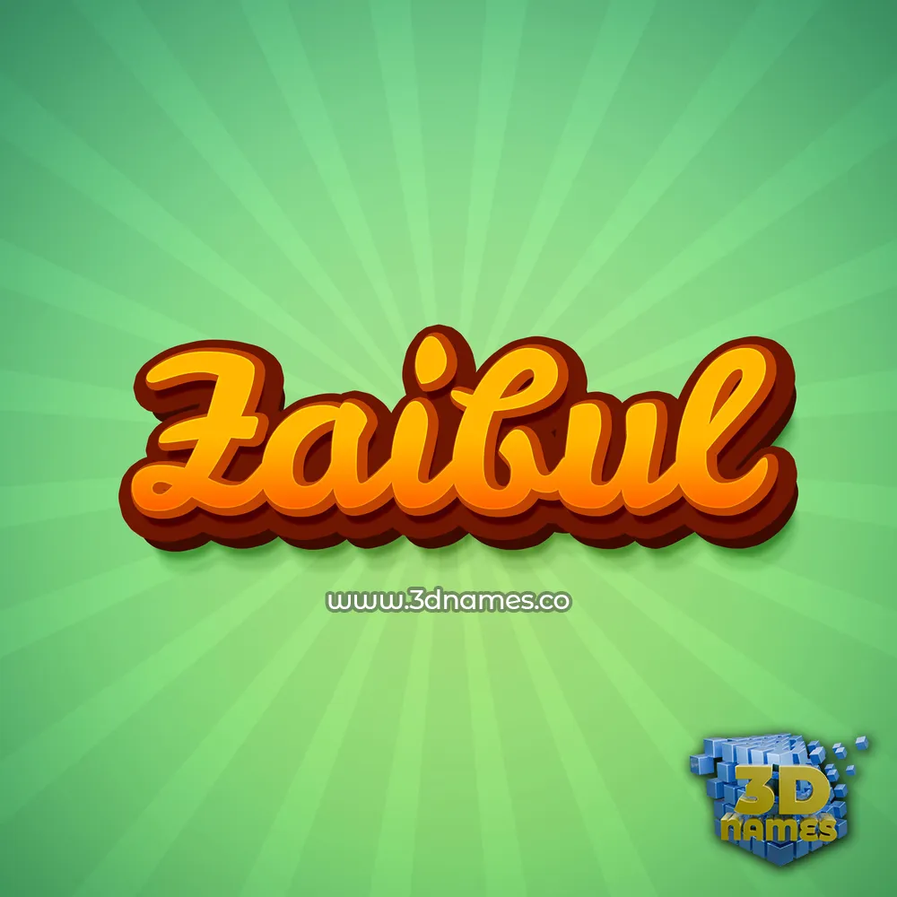 zaibul in Green Rays style - 3D name wallpaper