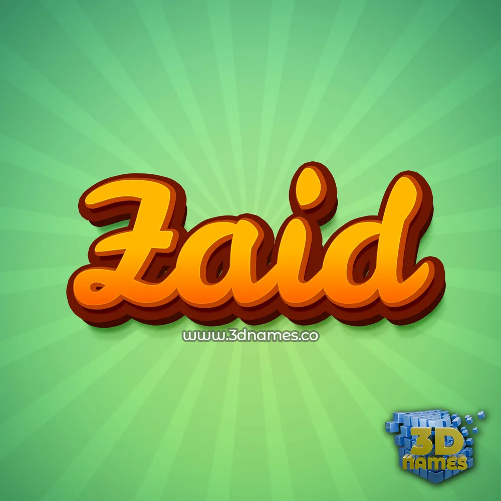 zaid in Green Rays style - 3D name wallpaper