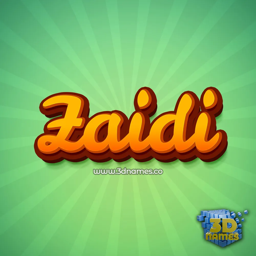 zaidi in Green Rays style - 3D name wallpaper