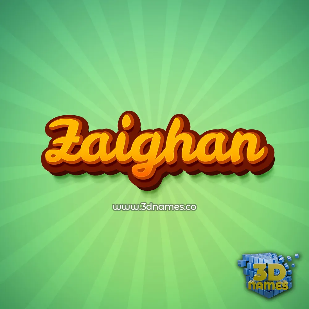 zaighan in Green Rays style - 3D name wallpaper