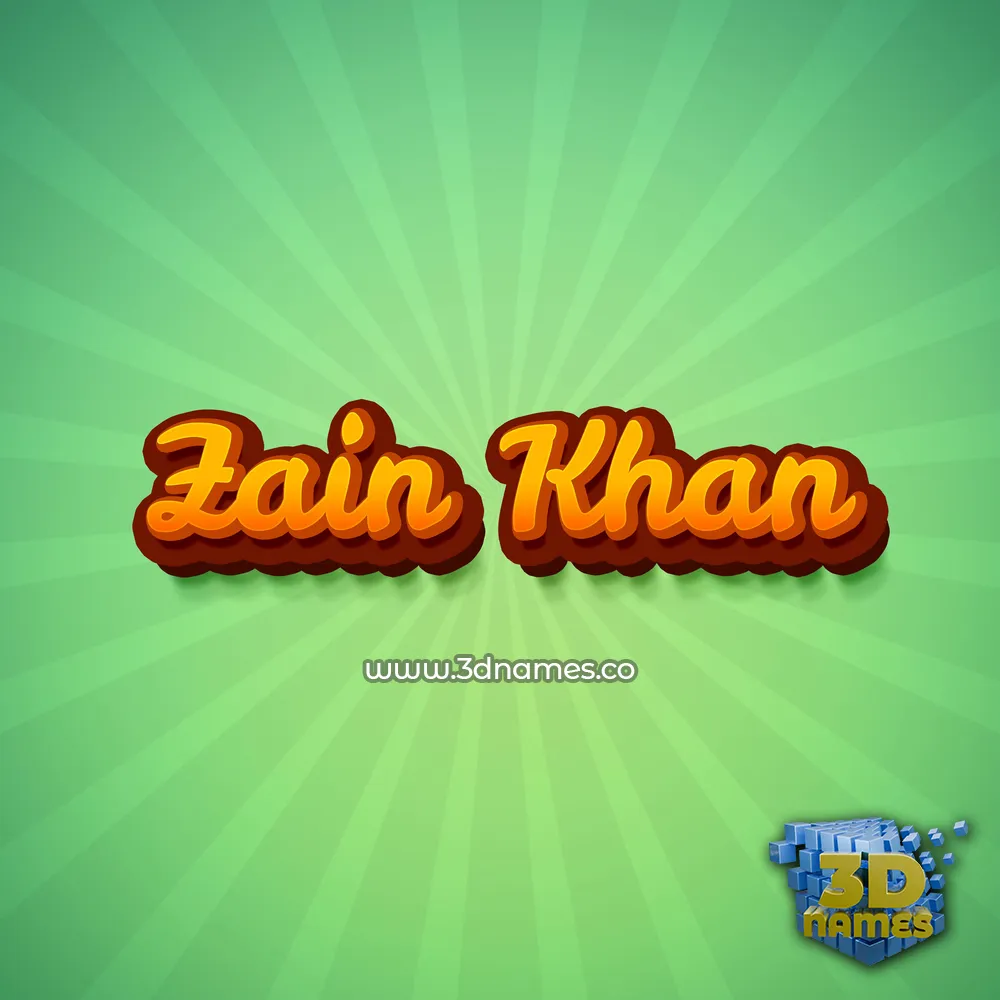 zain khan in Green Rays style - 3D name wallpaper