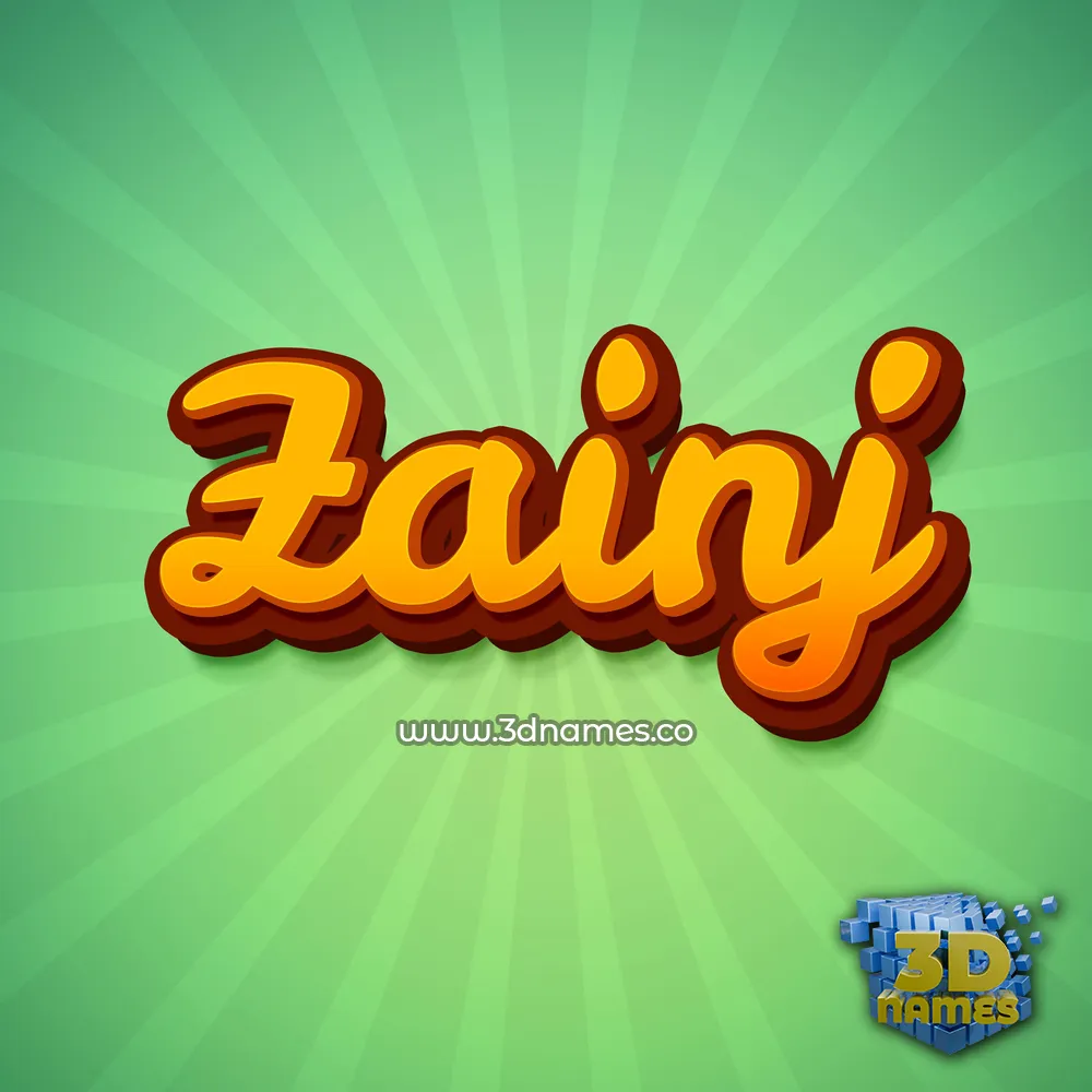 zainj in Green Rays style - 3D name wallpaper