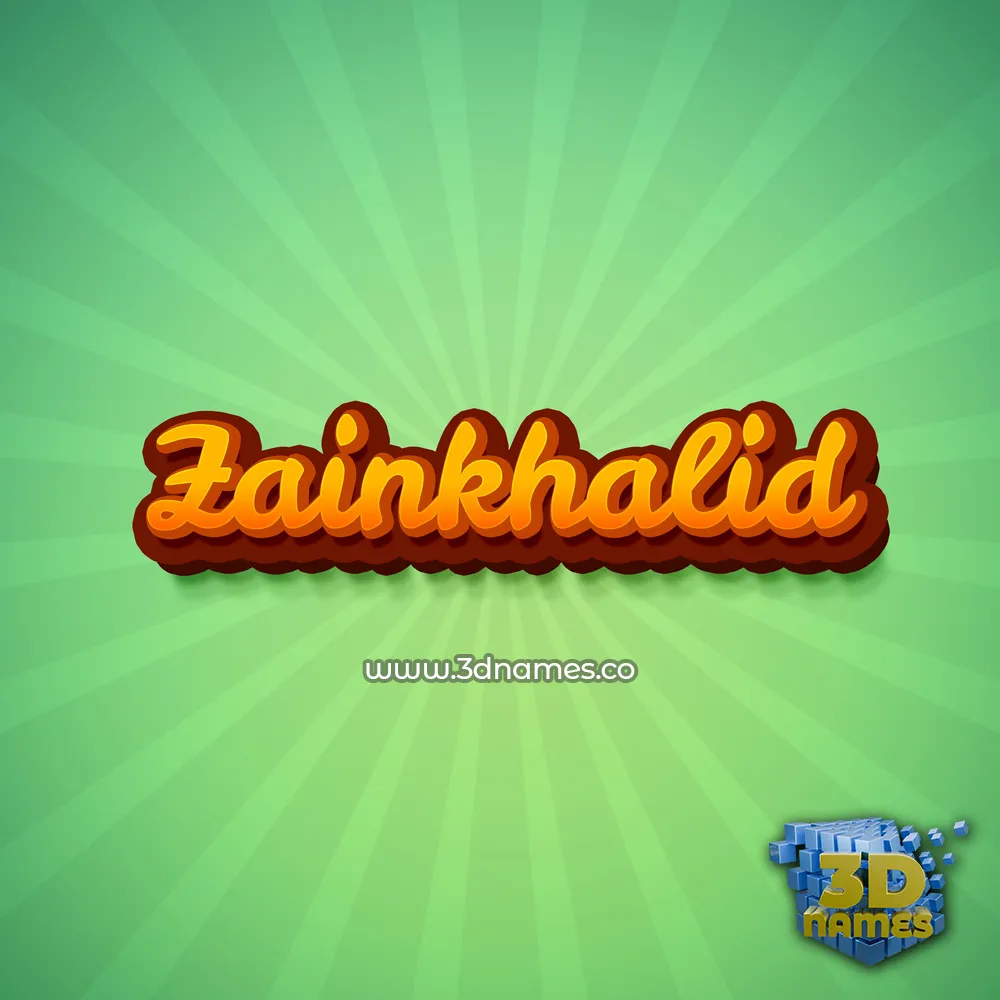 zainkhalid in Green Rays style - 3D name wallpaper