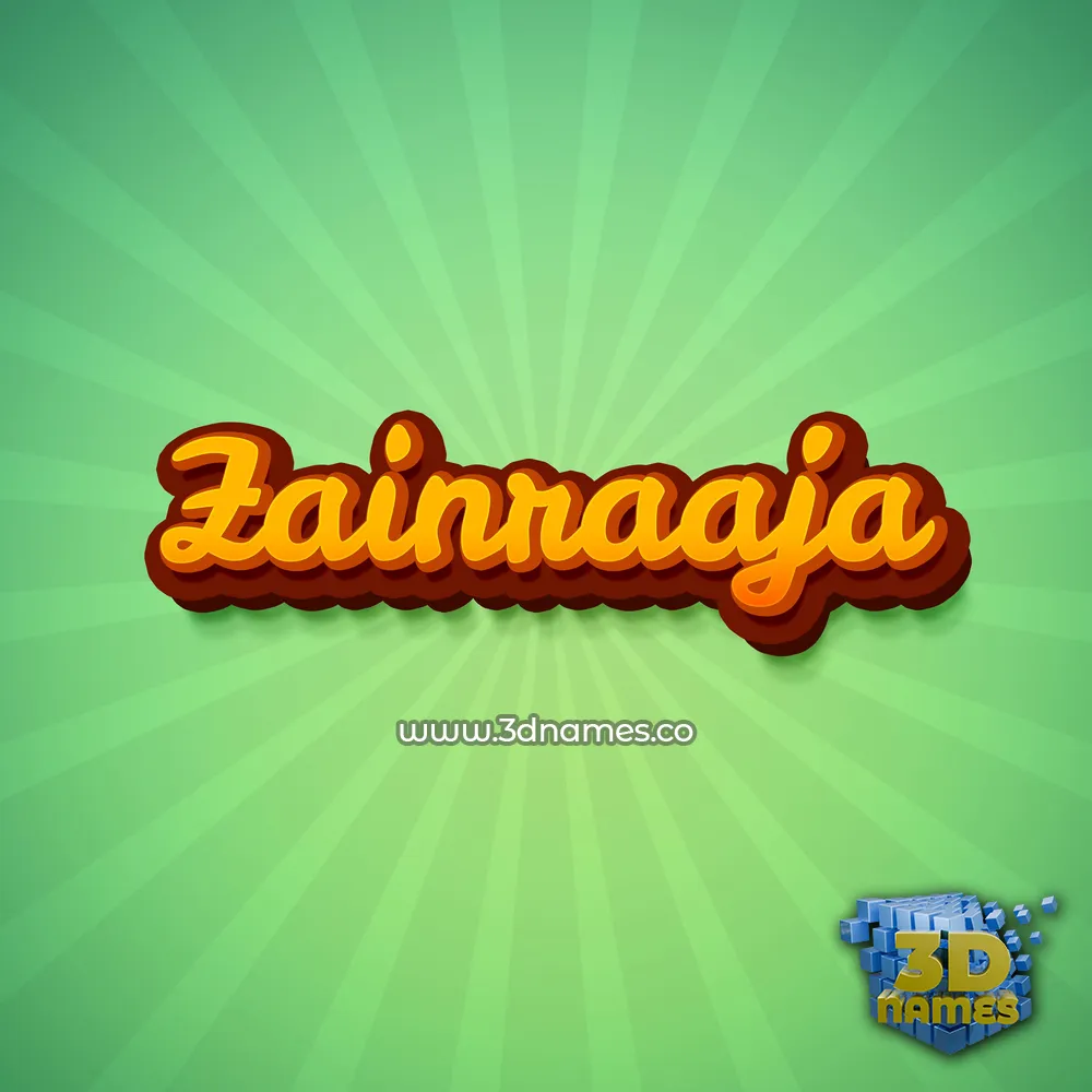 zainraaja in Green Rays style - 3D name wallpaper
