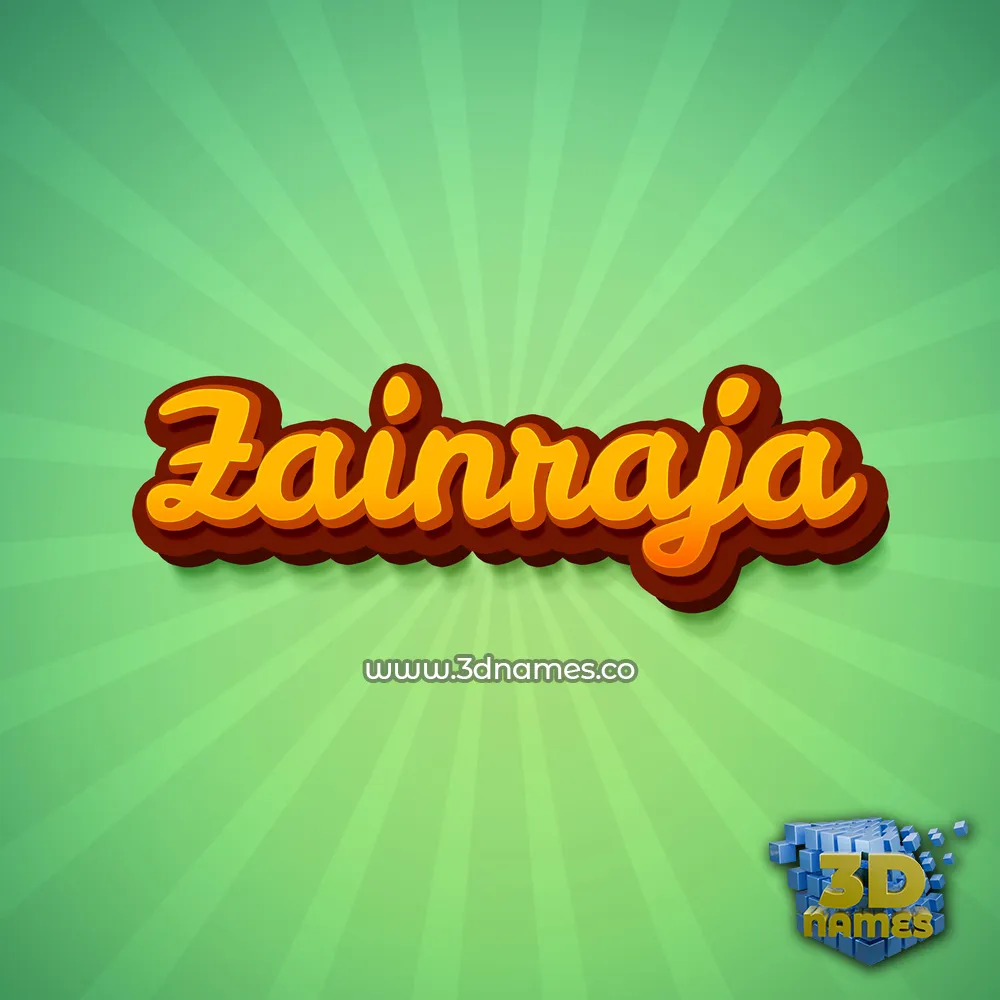 zainraja in Green Rays style - 3D name wallpaper