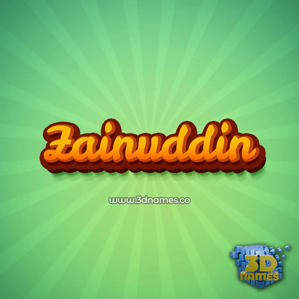 zainuddin in Green Rays style - 3D name wallpaper