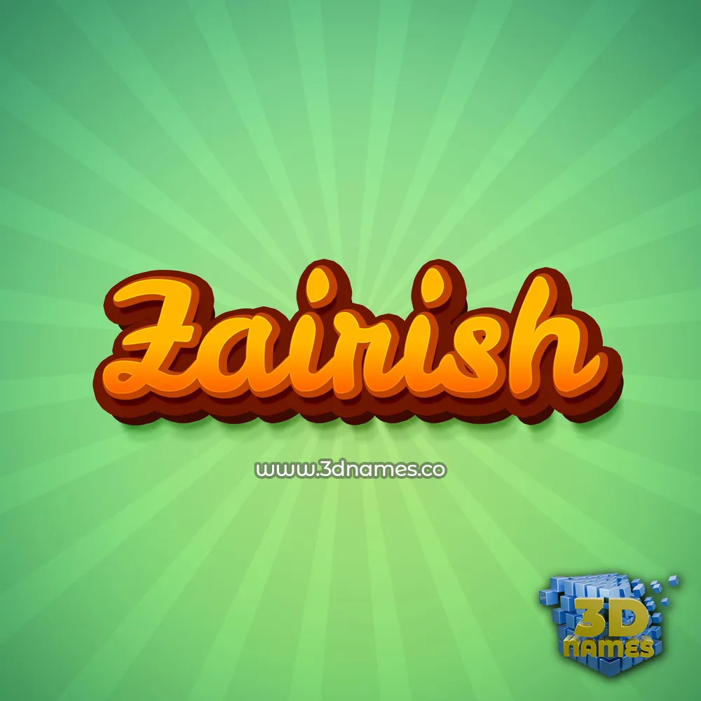 zairish in Green Rays style - 3D name wallpaper
