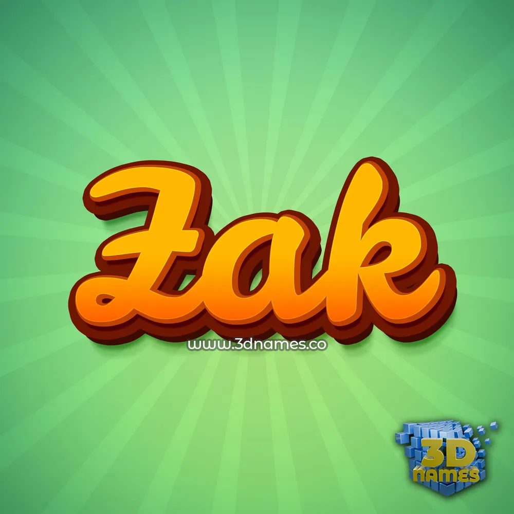 zak in Green Rays style - 3D name wallpaper