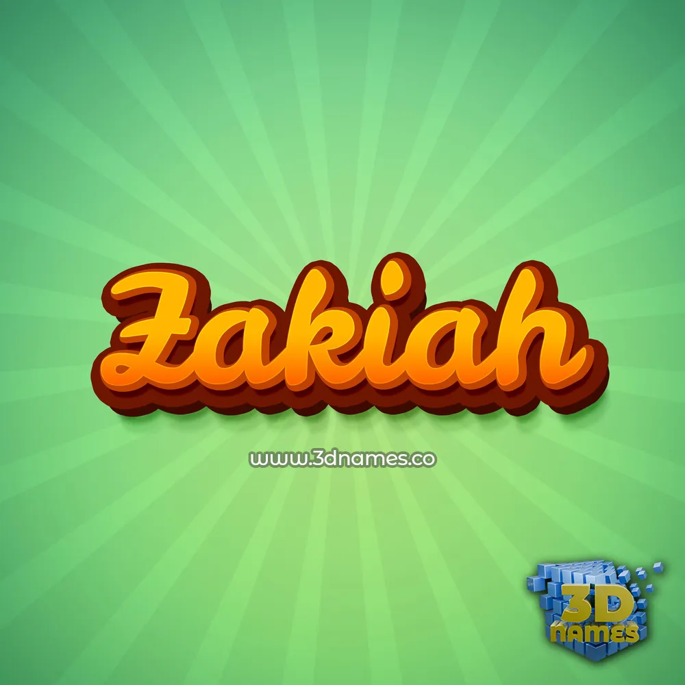 zakiah in Green Rays style - 3D name wallpaper
