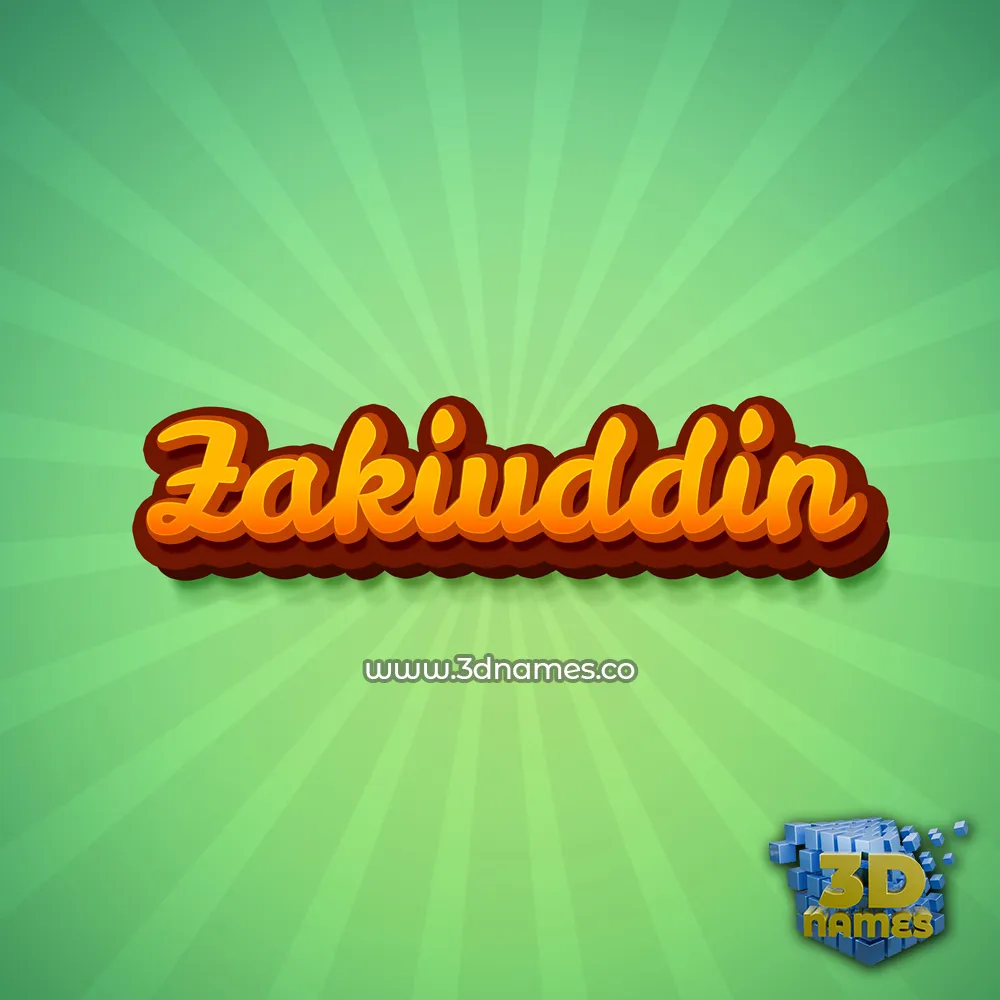 zakiuddin in Green Rays style - 3D name wallpaper