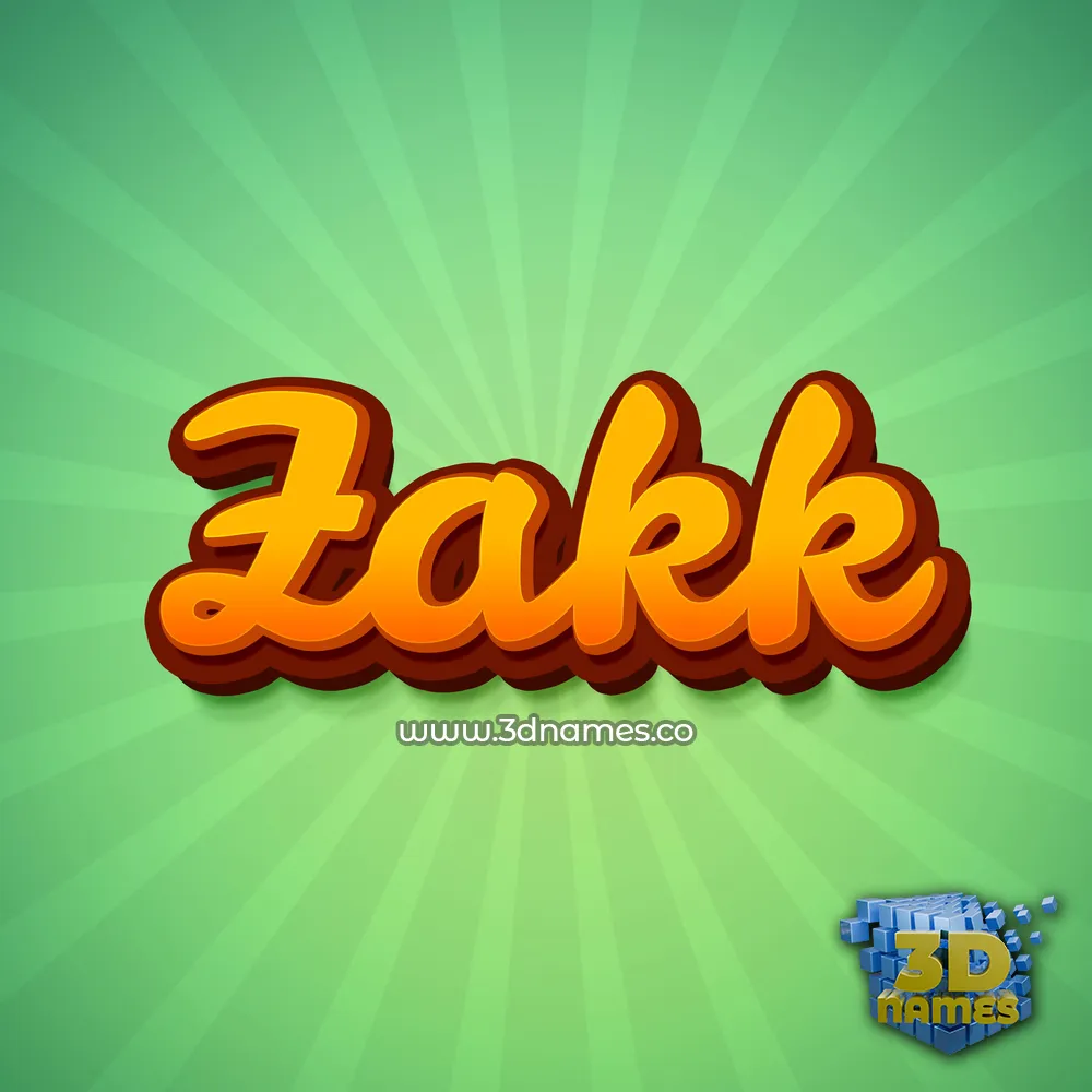 zakk in Green Rays style - 3D name wallpaper