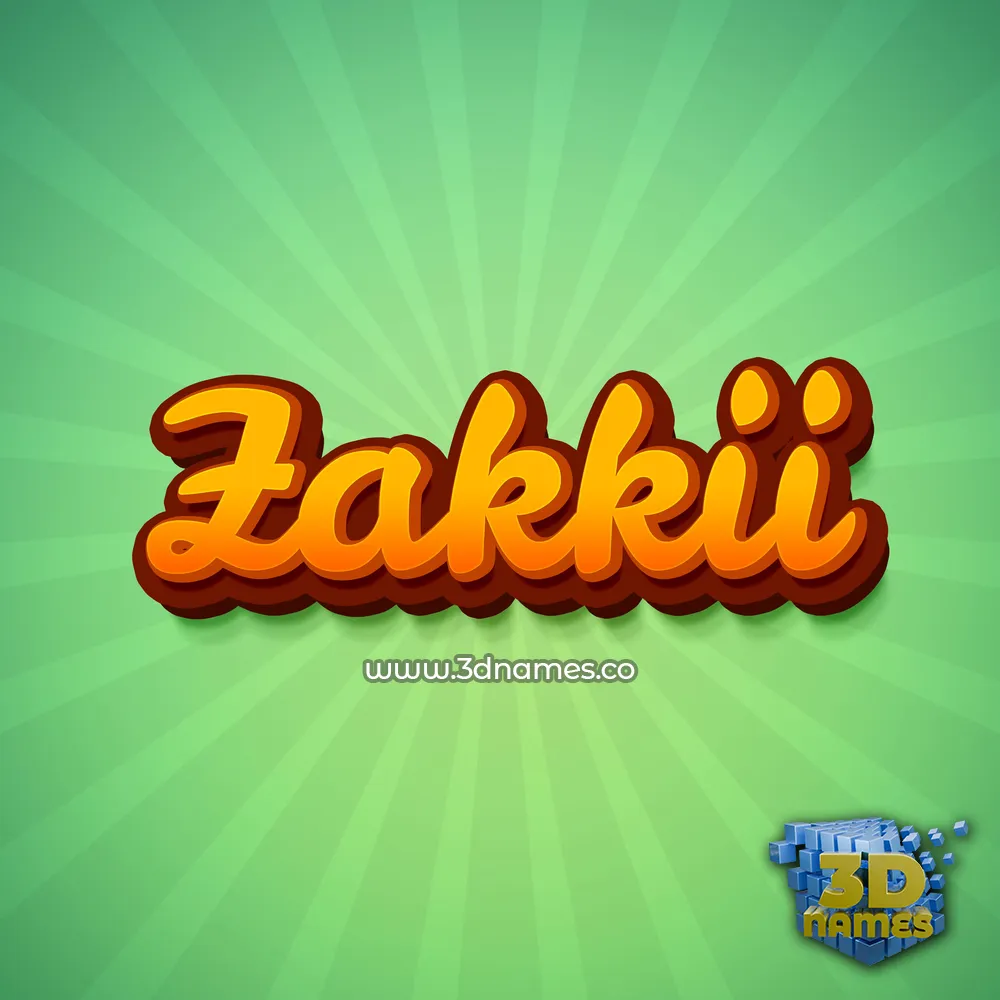 zakkii in Green Rays style - 3D name wallpaper