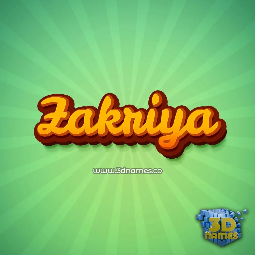 zakriya in Green Rays style - 3D name wallpaper