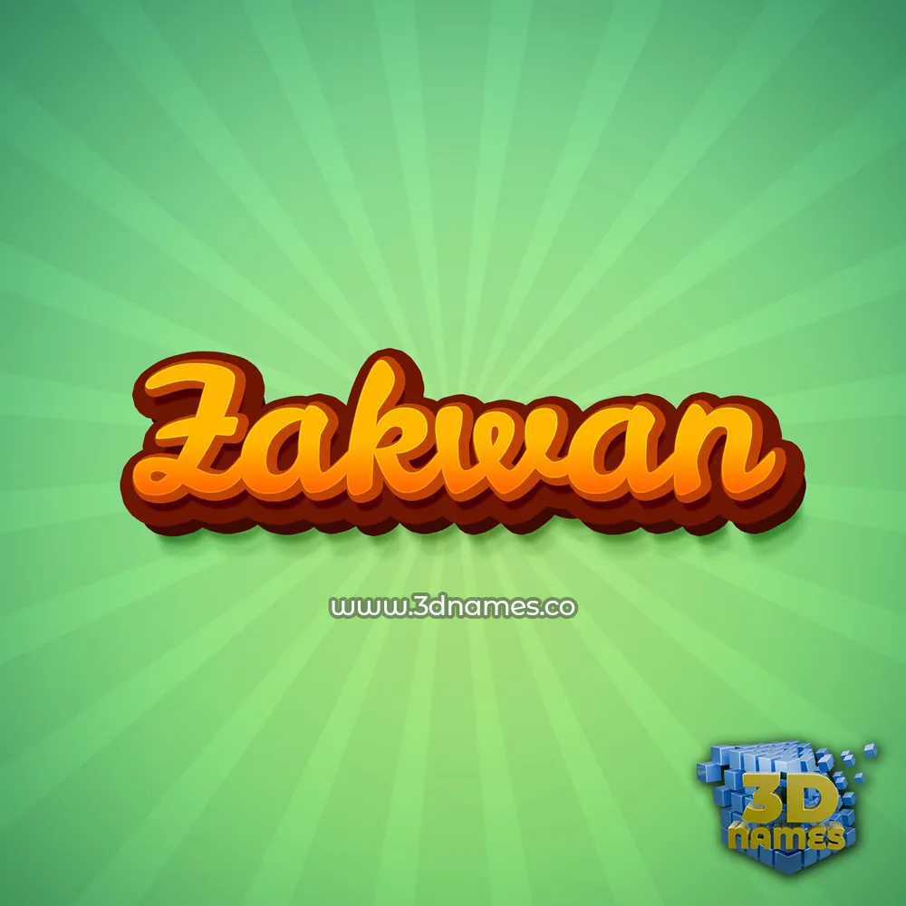 zakwan in Green Rays style - 3D name wallpaper