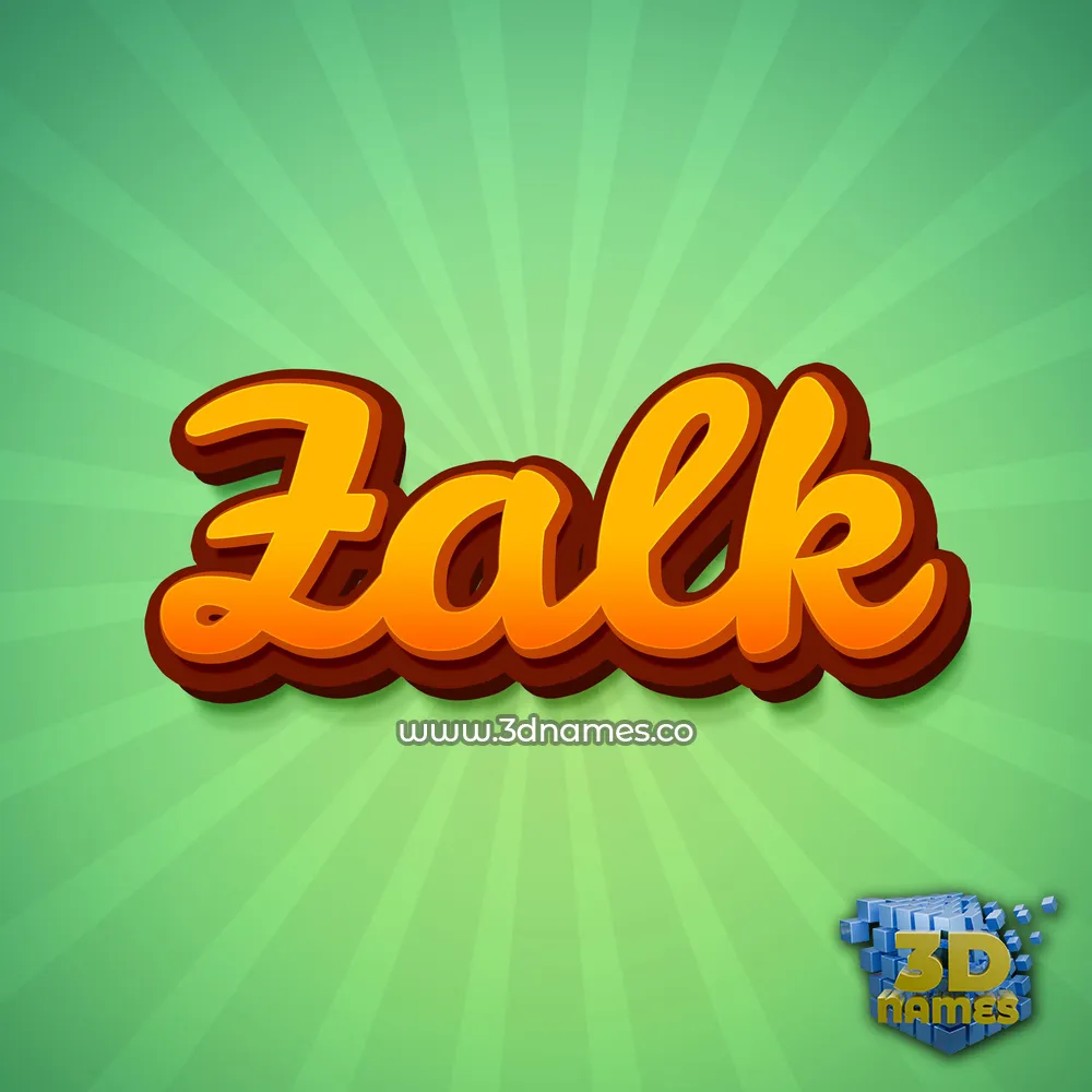 zalk in Green Rays style - 3D name wallpaper