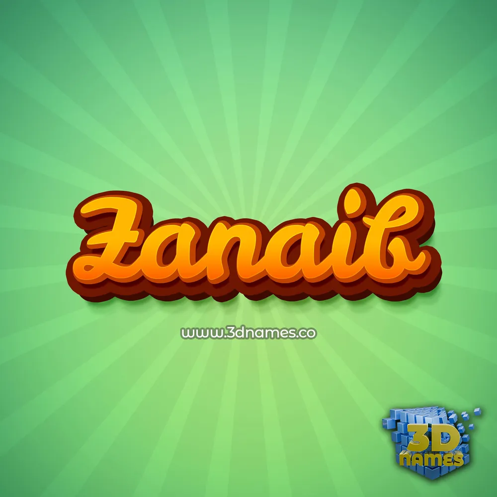 zanaib in Green Rays style - 3D name wallpaper