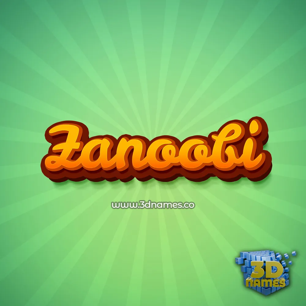 zanoobi in Green Rays style - 3D name wallpaper