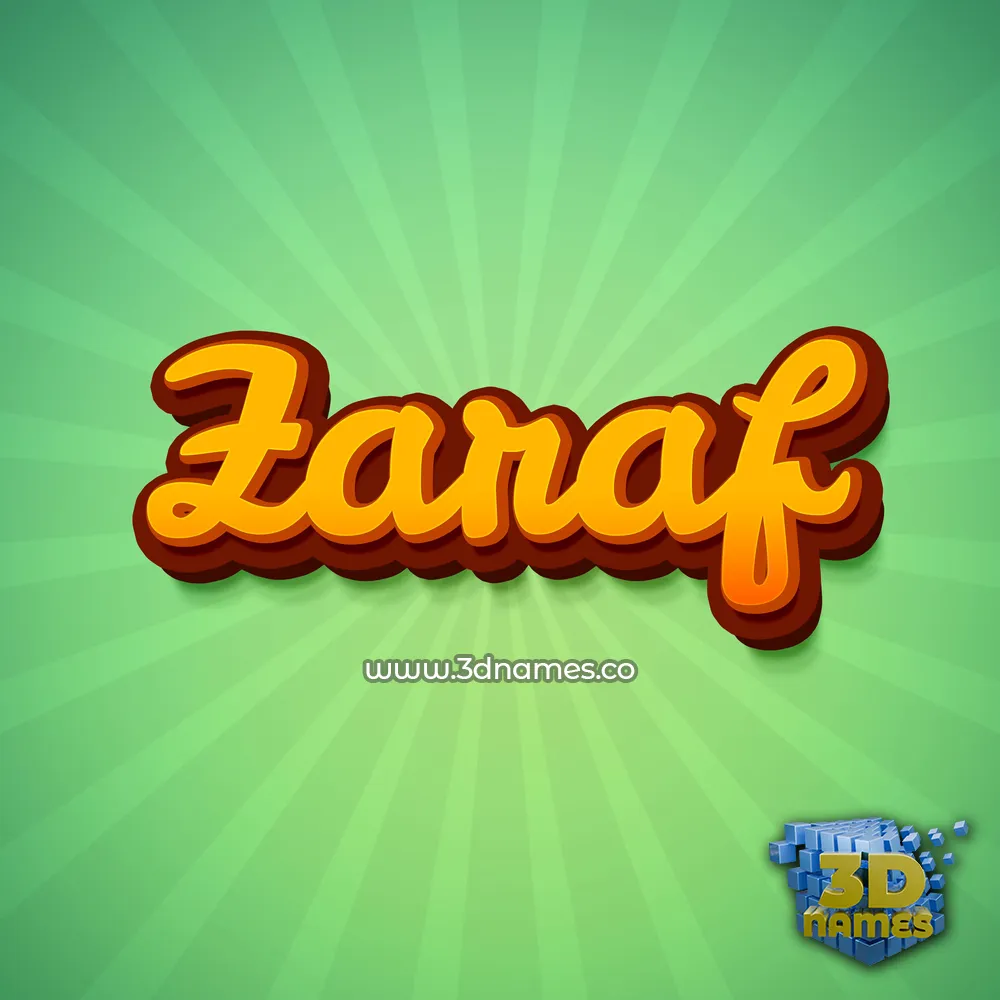 zaraf in Green Rays style - 3D name wallpaper