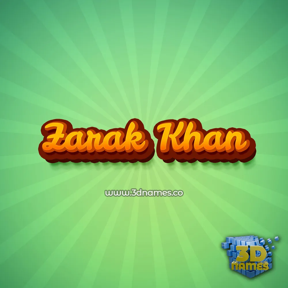 zarak khan in Green Rays style - 3D name wallpaper