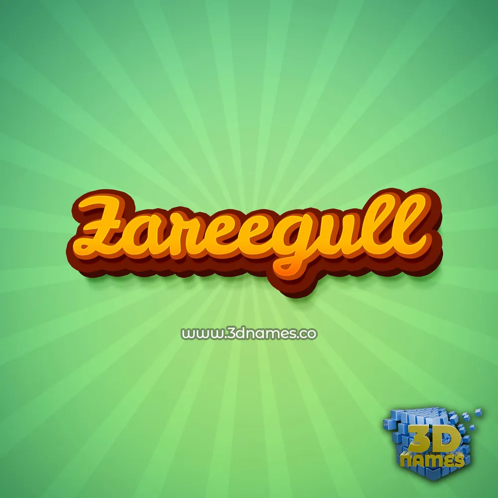 zareegull in Green Rays style - 3D name wallpaper