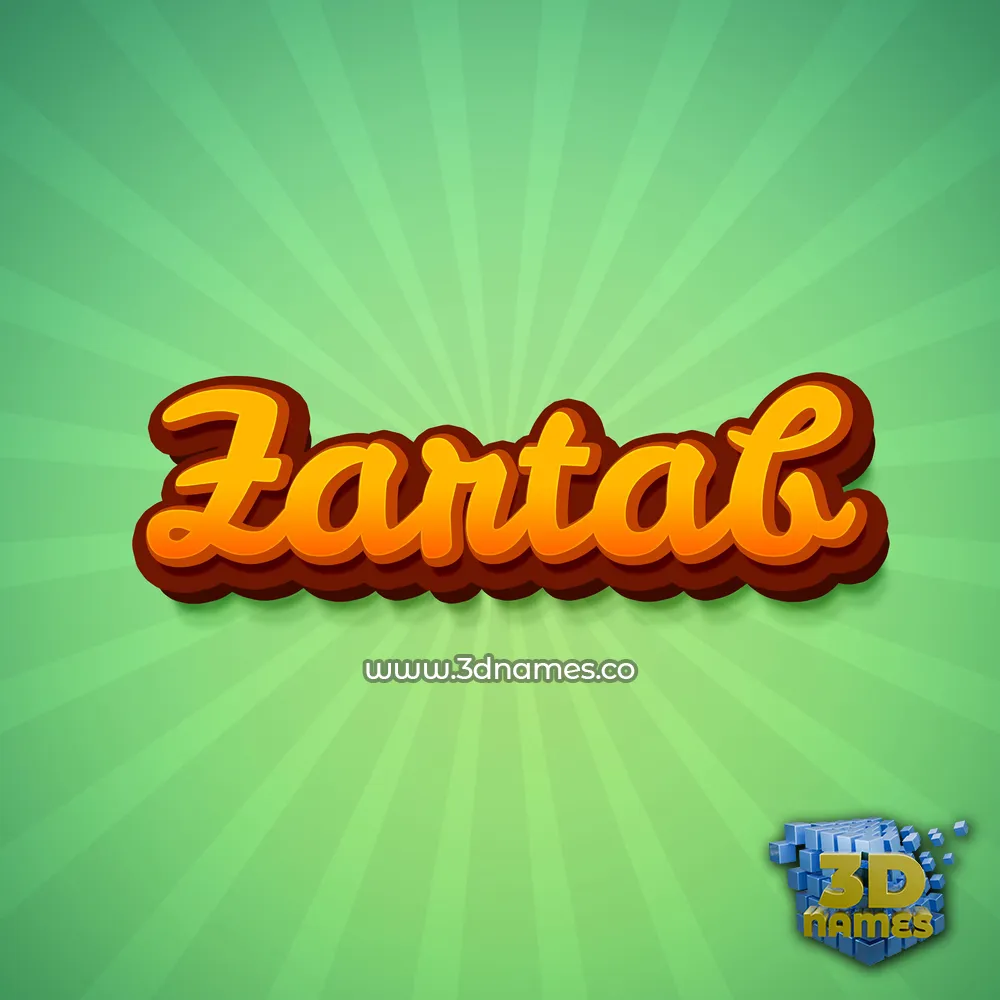 zartab in Green Rays style - 3D name wallpaper