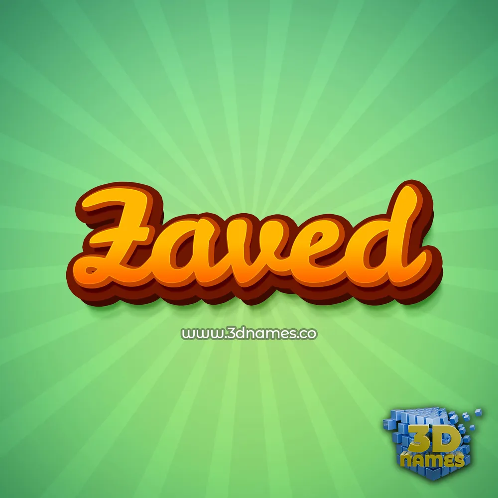 zaved in Green Rays style - 3D name wallpaper