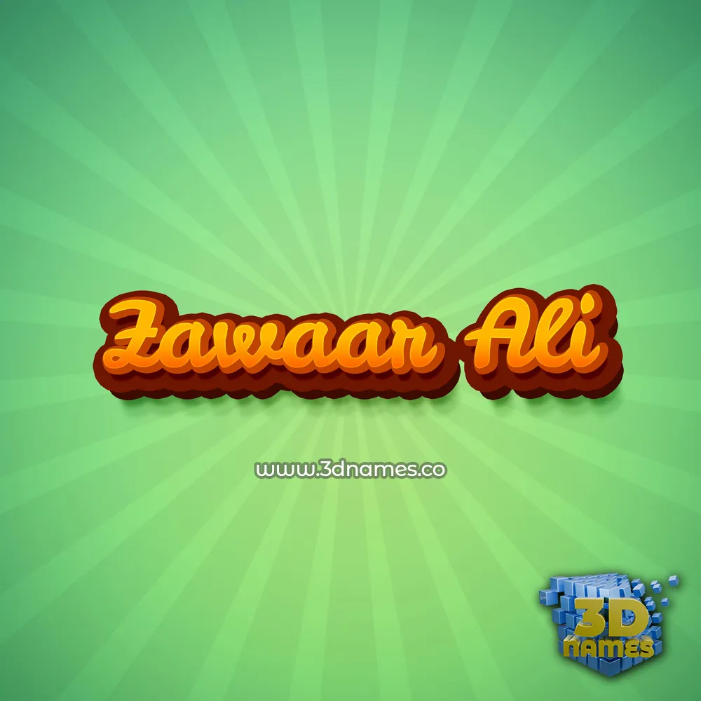 zawaar ali in Green Rays style - 3D name wallpaper