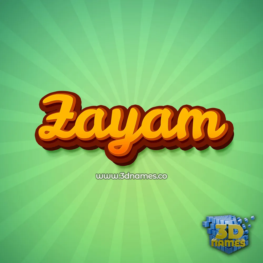 zayam in Green Rays style - 3D name wallpaper