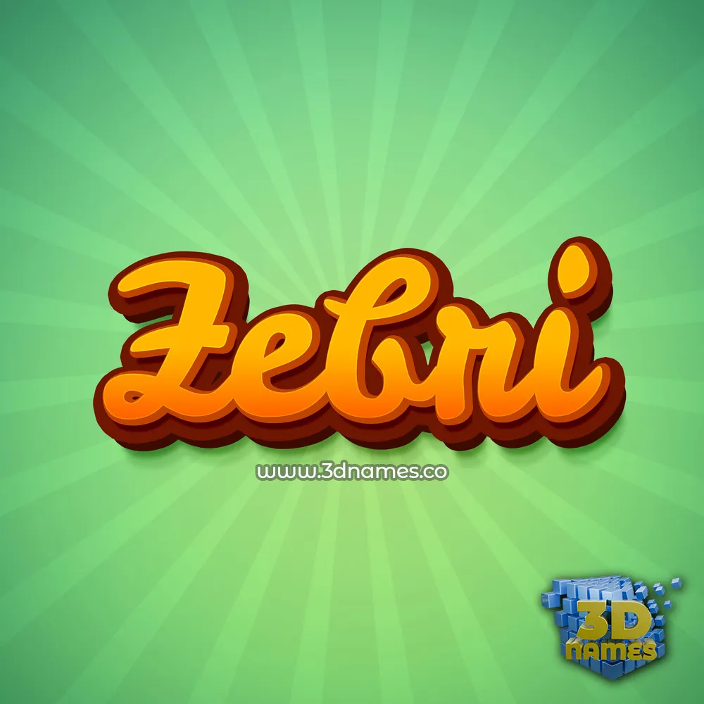 zebri in Green Rays style - 3D name wallpaper