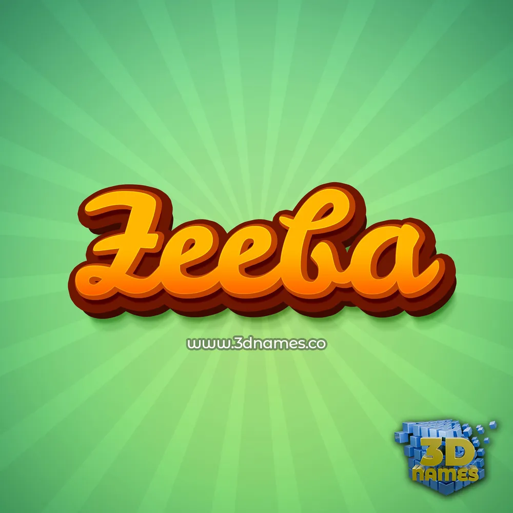 zeeba in Green Rays style - 3D name wallpaper