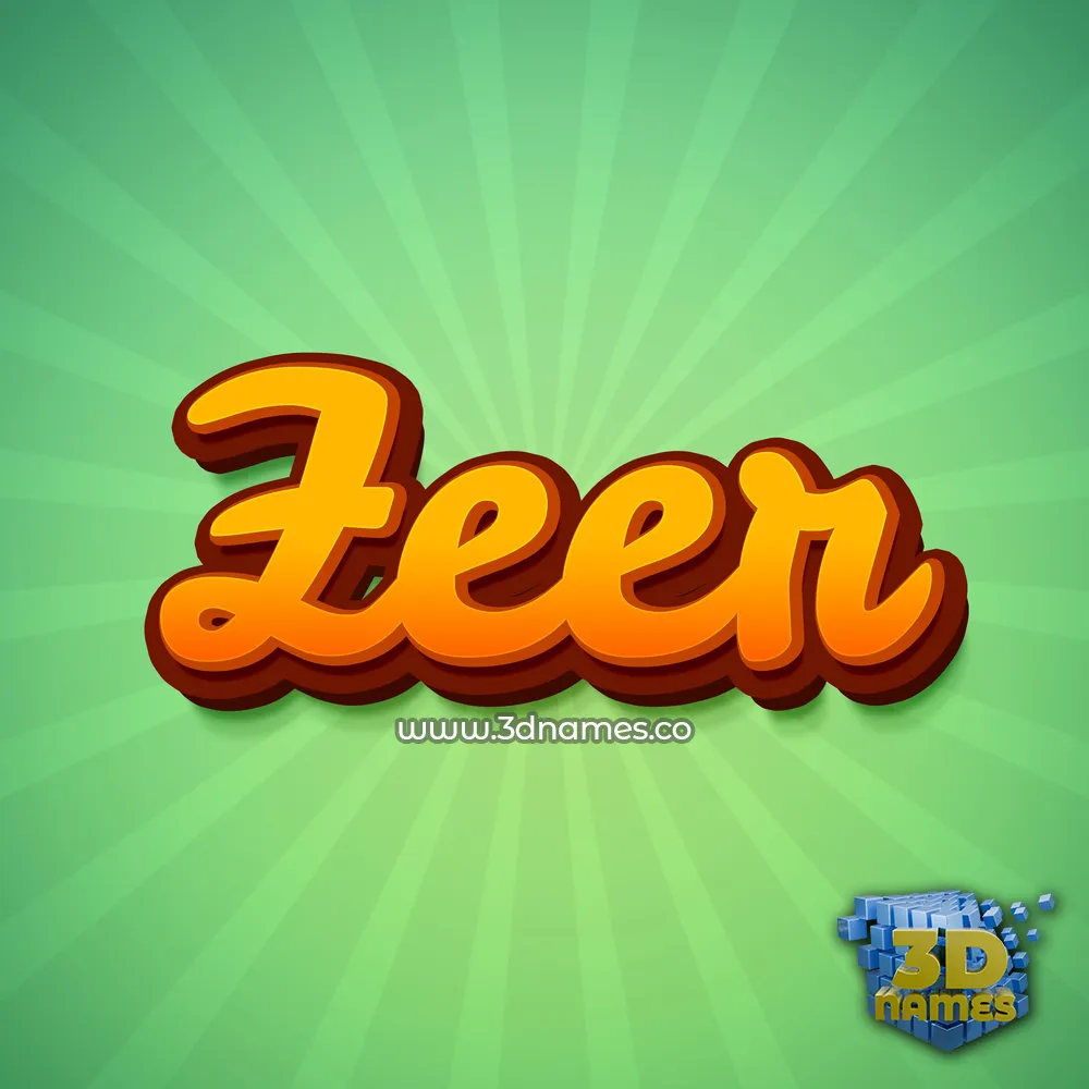 zeer in Green Rays style - 3D name wallpaper