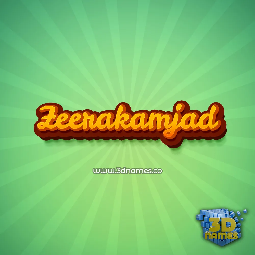 zeerakamjad in Green Rays style - 3D name wallpaper