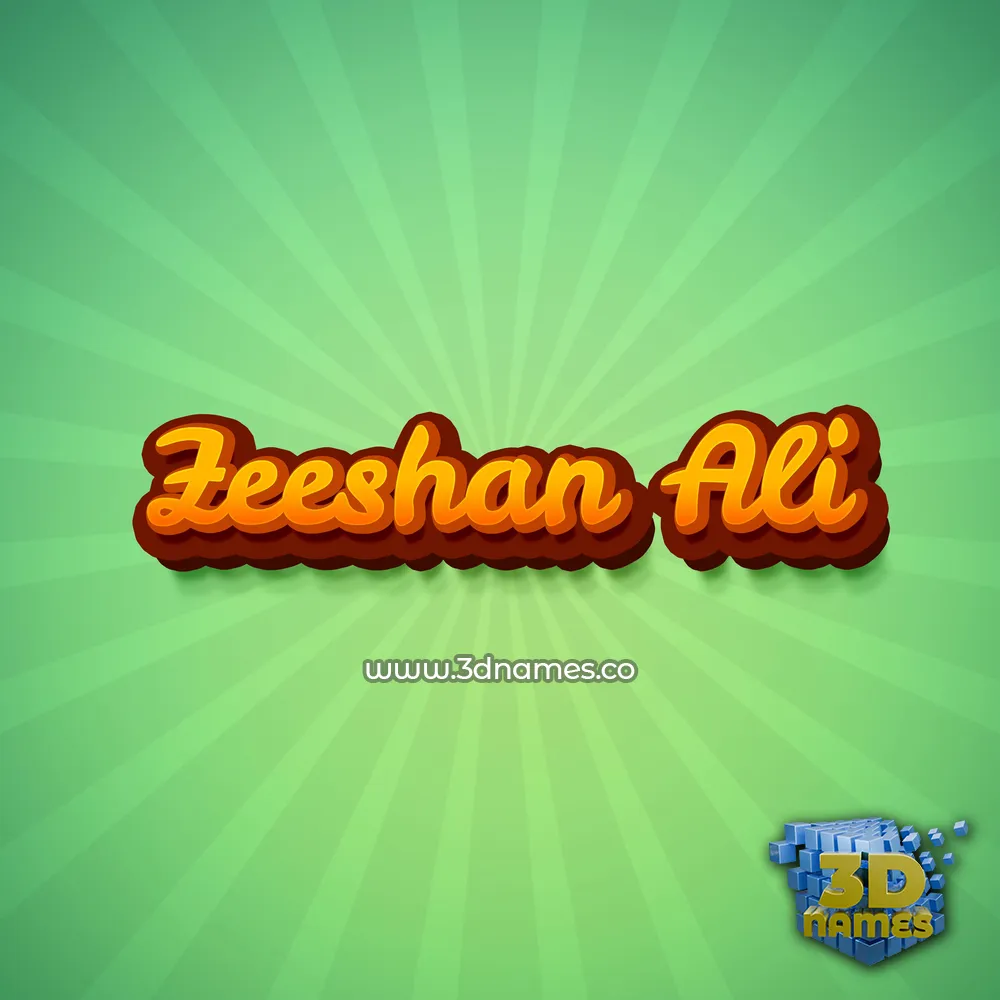 zeeshan ali in Green Rays style - 3D name wallpaper