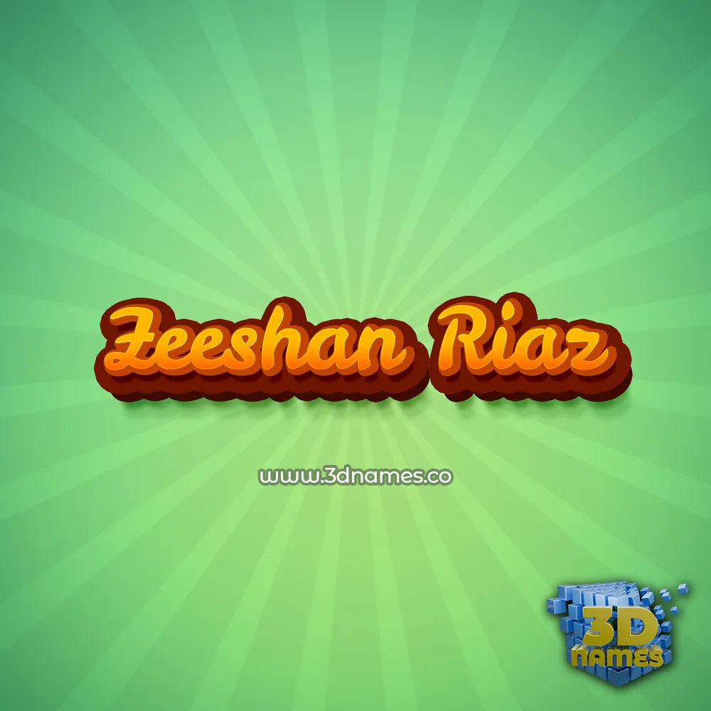 zeeshan riaz in Green Rays style - 3D name wallpaper