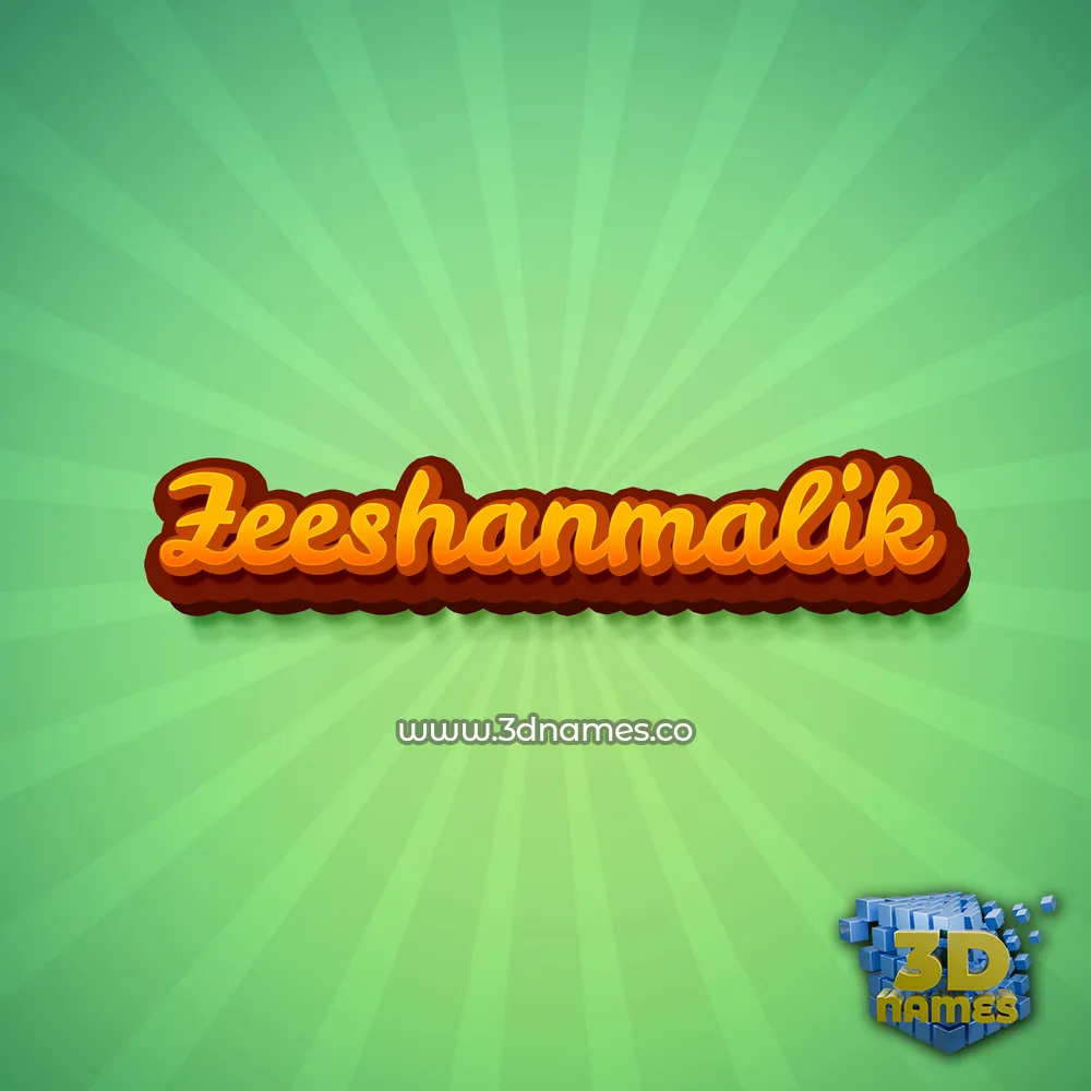 zeeshanmalik in Green Rays style - 3D name wallpaper