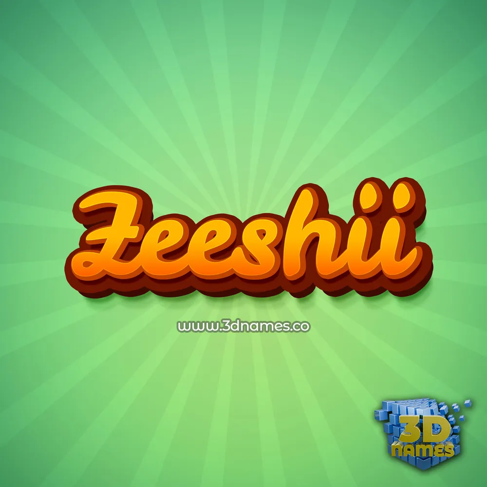 zeeshii in Green Rays style - 3D name wallpaper