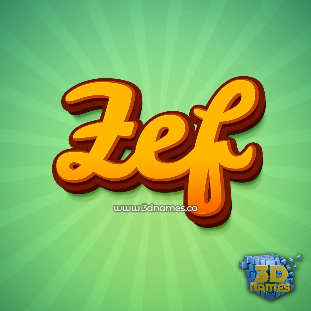 zef in Green Rays style - 3D name wallpaper