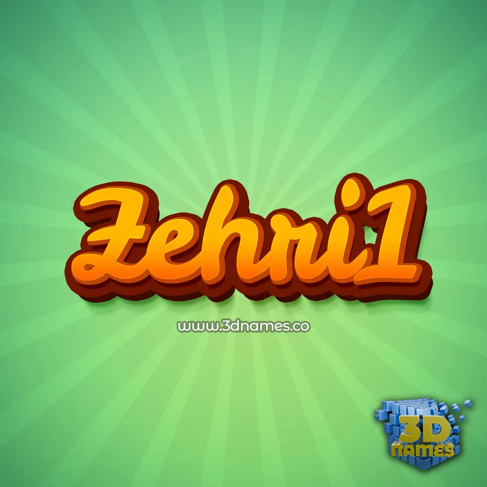 zehri1 in Green Rays style - 3D name wallpaper