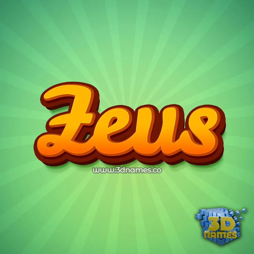 zeus in Green Rays style - 3D name wallpaper
