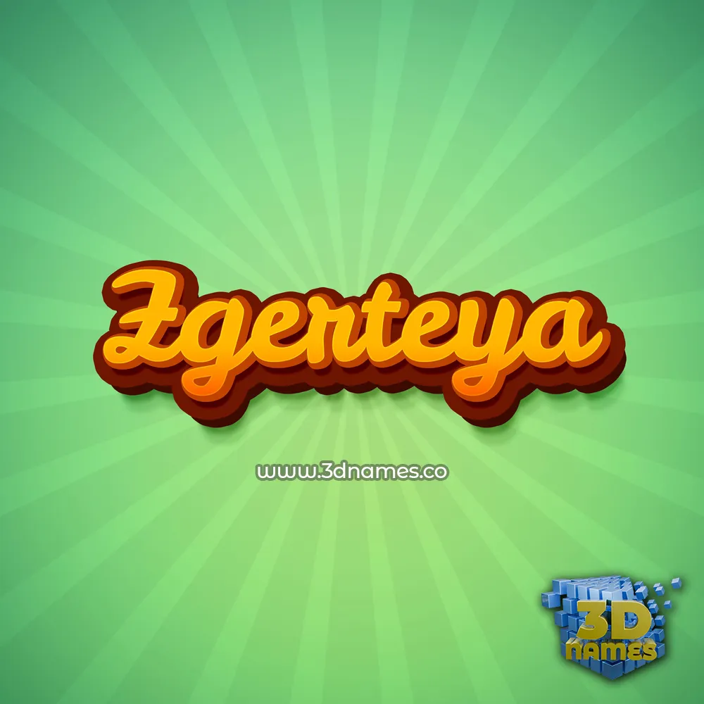 zgerteya in Green Rays style - 3D name wallpaper