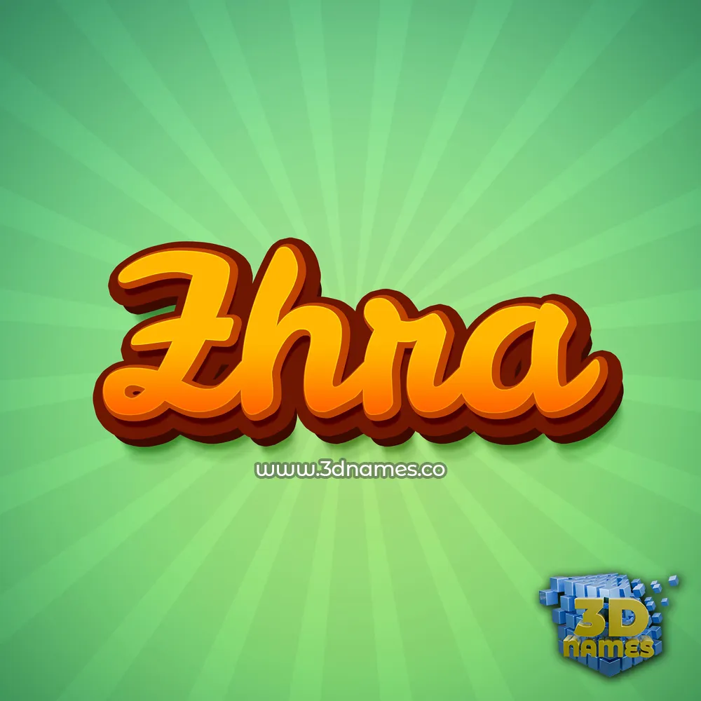 zhra in Green Rays style - 3D name wallpaper