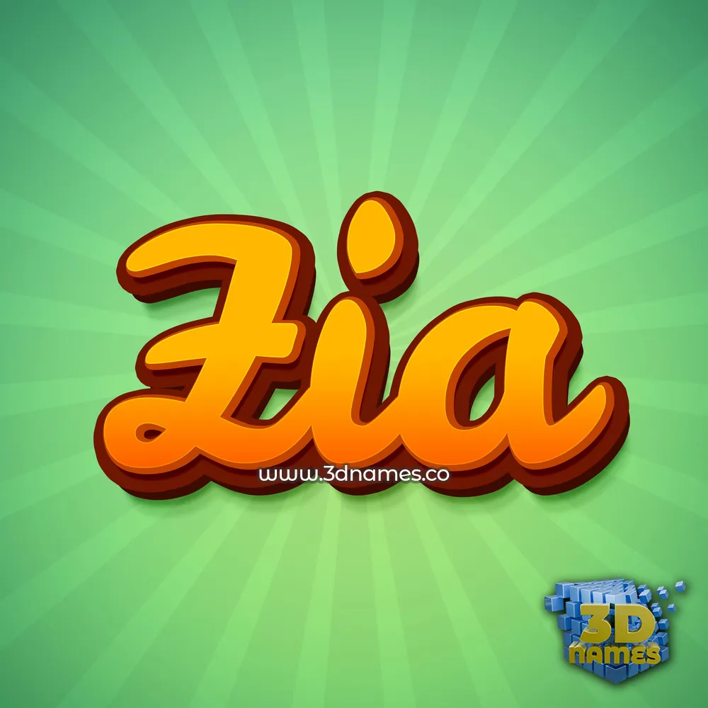 zia in Green Rays style - 3D name wallpaper