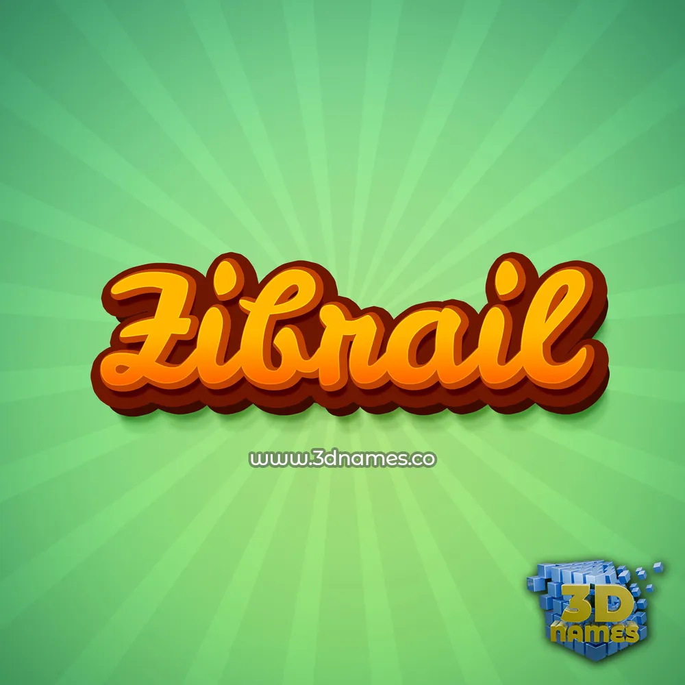 zibrail in Green Rays style - 3D name wallpaper